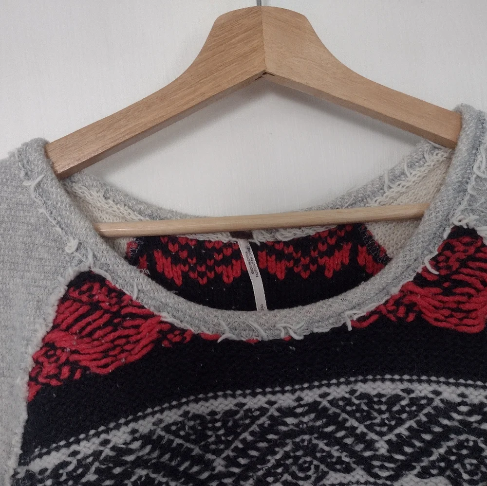 Free People Snow Angel Pullover Boho Aztec Sweater - Picture 8 of 16